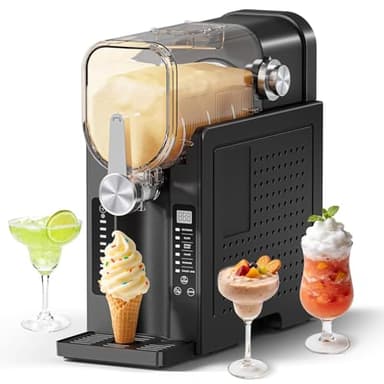 Slushie Machine, No Ice Needed Slushy Maker for Home, Real-Time Temp Display, Frozen Drink Maker with 6 Preset Programs for Ice Cream, Frappés, Milk Shake and More, Black, 1 Pack+3Modes