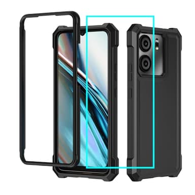 for BLU View 5 Phone Case/Blu F5 5G Case with Screen Protector,Blue View 5 Phone Case Front Bumper PC Hard Back Full Body Protection,Rugged Military Grade Shockproof Cover for Blu View 5 B160V Black