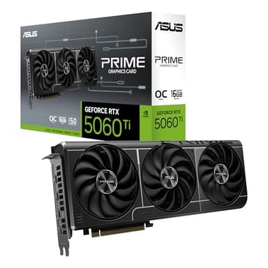 ASUS The SFF-Ready Prime GeForce RTX™ 5060 Ti 16GB GDDR7 OC Edition Graphics Card (PCIe® 5.0, 16GB GDDR7, HDMI®/DP 2.1, 2.5-Slot, Axial-tech Fans, Dual BIOS)