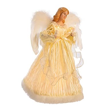 Kurt Adler 10-Light Ivory Angel Treetop, 12-Inch