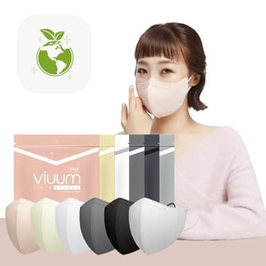 HOMSSEM [25pcs] VIUUM Deluxe Korean Face Color Mask– Soft and Durable Korea Face Mask for Adults –2D 4-Layer Filter 6Color (Pink beige-Large)