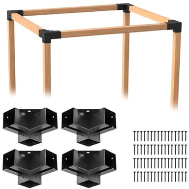 ORIGLE Pergola Brackets - Heavy Duty Pergola Kit(Q235 Steel Anti-Corrosion, 3.6"x3.6" Fit) - 4x4 Brackets kit for DIY Garden, Patio, Gazebo - Weatherproof for 4x4 Wood Beams (4-Pack)