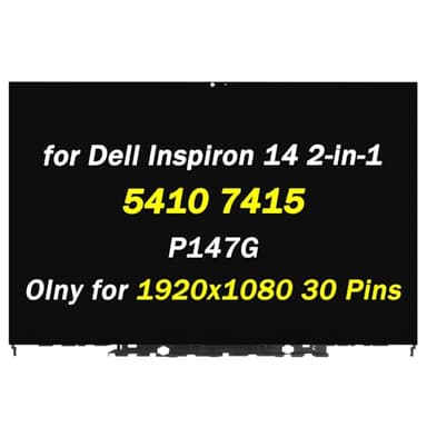 Replacement for Dell Inspiron 14 5410 7415 2-in-1 LCD Display P147G P147G001 P147G002 14.0" 30pins LCD LED Touch Screen Digitizer Assembly with Bezel (Only for 1920x1080)