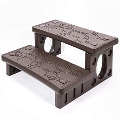 XtremepowerUS Universal Multi Purpose 2-Step Spa Hot Tub Pool Outdoor Indoor Camper RV Deck Steps Sided Step for Porch, Patio, Deck, Bathtub, Swimming Pool Mocha