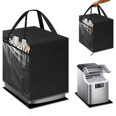 Ice Maker Bag for Countertop Ice Maker Machine with handles,Heavy Duty 600D Oxford Fabric Ice Maker Cover for Portable Ice Makers/Ice Cube Maker/Ice Machine（ Bag Only)