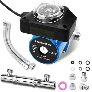 ZAIGANMA Hot Water Recirculating Pump with Timer Recirculation System & BSP 3/4" w/NPT 1/2" Adapter, Sensor Valve 304 Stainless Steel Bybass Valve Kit for Instant Hot Tank Water Heaters