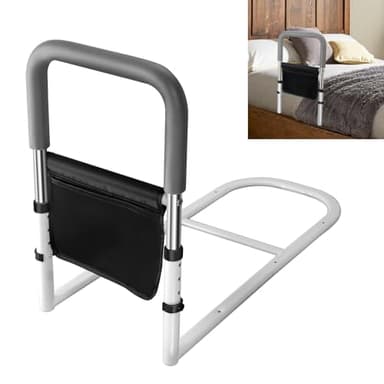 MPINOI Bed Rails for Ederly Adults Safety, Adjustable Height Bed Assist Rails for Seniors Fall Prevent Grab Bar Fits King Queen Full Twin Bed…