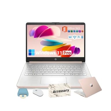 HP 2025 14-inch Laptop Computer - Windows 11 Pro | AI-Powered | 11 Hr Batter & Fast Charging | 14 inch HD | N150 | 1-Year Microsoft Office 365 | 16GB RAM, 128GB UFS | Rose Gold