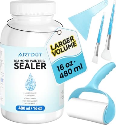 ARTDOT 16 oz Diamond Art Sealer Kits for Adults, Large Capacity Glue as Diamond Painting Accessories and Jigsaw Puzzles Tools