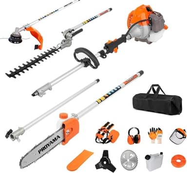 PROYAMA Powerful 42.7cc 5 in 1 Multi Functional Trimming Tools, Gas Powered Hedge Trimmer,Weed Eater Wacker, String Trimmer, Heavy Duty Brush Cutter,Pole Saw with 3.3FT Extension Rod