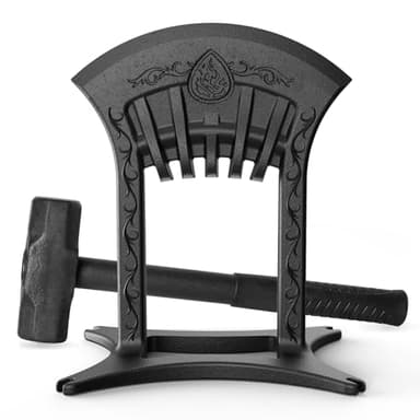 BAYQISI Kindling Splitter for Wood,One-Piece Molding Cast Iron Log Splitter,Manual Wood Splitter with 3 Lbs Sledge Hammer,Firewood Splitter Tool（Medium-Sized）