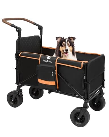 Snagle Paw Dog Wagon for Medium Large Dogs up to 200lbs | All Terrain Foldable Large Pet Stroller with Ramp & Tailgate (Extra Space), Dog Wagon Cart Adjustable Handle & One-Step Brake
