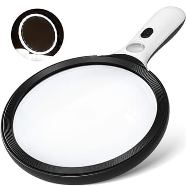 Magnifying Glass with Light Large 5" Lens, Handheld Illuminated Lighted Magnifier 24LED 1UV Light for Seniors, Reading, Coins, Jewelry, Close Work