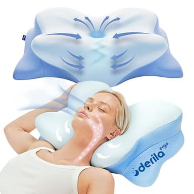 Derila Ergo Cervical Neck Pillow for Sleeping Pillow Contour Memory Foam Pillows for Back, Side Sleeper Pillows 21.25 x 14.17 x 4.72 inches