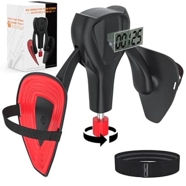 3rd Gen Thigh-Train 0-100 lbs Adjustable Resistance Inner Thigh Train Exercising Counter with Leg Straps Band Pelvic Floor Kegel Hip Exercise Workout Equipment Pilates Women Men (Black)