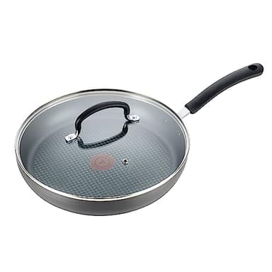 T-Fal Ultimate Hard Anodized Nonstick Fry Pan With Lid 10 Inch, Oven Broiler Safe 400F, Lid Safe 350F, Cookware, Kitchen, Home, Versatile Frying Pan, Skillet, Pots and Pans, Dishwasher Safe, Black