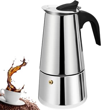DITOSH 4 Cup Stovetop Espresso Maker Stainless Steel Moka Pot Stove Top Percolator Italian Coffee Makers Capable Mocha Greca Machine Cafe Classic Induction Cookers for Home and Camping 200ml 6.6oz