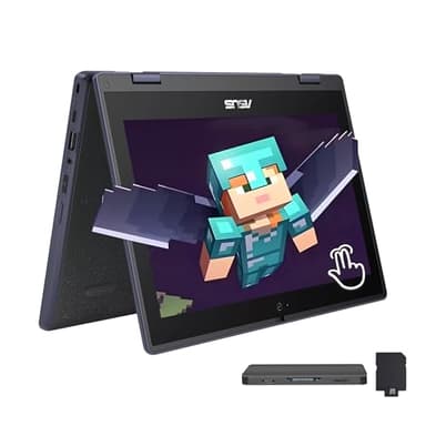 ASUS BR1102FGA 11.6" 2-in-1 Rugged & Spill Resistant Touchscreen Laptop, Intel Celeron N100, 4GB RAM, 288GB Storage(128GB SSD+160GB Docking Station Set), UHD Graphics, WiFi 6, Webcam, Win 11 Pro, Gray