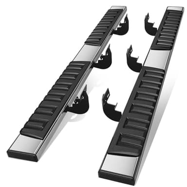 Auto Dynasty Flat Running Boards Compatible with 2009-2024 Dodge Ram 1500 2500 3500 Crew Cab 4-Door, Stainless Steel Side Steps Rail Nerf Bar, 6.75 Inches Step Bars, Chrome Polished