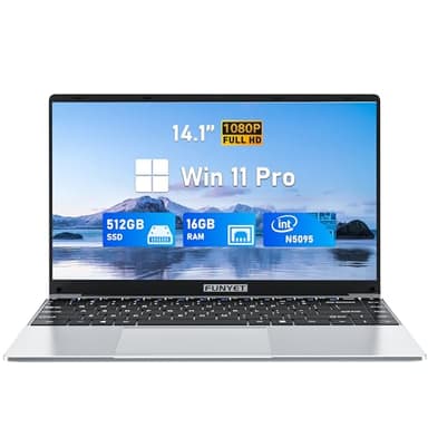 FUNYET Laptop Computer, Gaming Laptops 2026, 14 Inch Lap Top PC Window 11 Pro, 16GB RAM 512GB SSD, Int N5095 Processor, Office 365, 2-Year Warranty, Students, Business