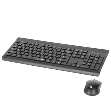 Manhattan Wireless Keyboard and Mouse Combo Set - Full-Size, Quiet Typing, 1200 DPI Precision, Universal Compatibility, USB Receiver - 180771