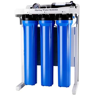 iSpring RCB3P Tankless Reverse Osmosis RO Water Filtration System, 300 GPD RO System, Reduces TDS, 1.5:1 Pure to Drain, Booster Pump & Pressure Gauge for Residential & Light Commercial Use
