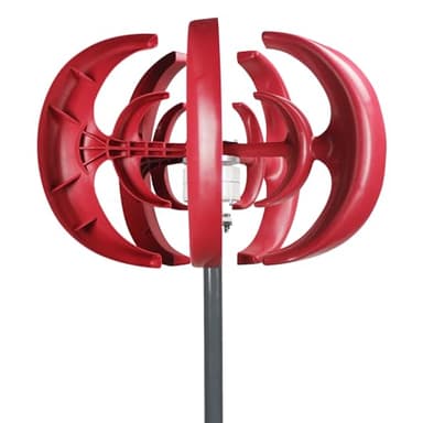 1000W Wind Turbine Generator Kit for Home – 12V/24V Vertical Wind Power Generator with Nylon Fiber Blades and Permanent Magnet Alternator (Red 2)