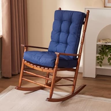IPYNBAP Rocking Chair Cushion Set, Waterproof and Fade-Resistant Patio Chair Cushions, Tufted Chair Pads for Rocker Furniture, 17x17 Inch, Indoor/Outdoor Seat Cushions with Ties, Navy Blue