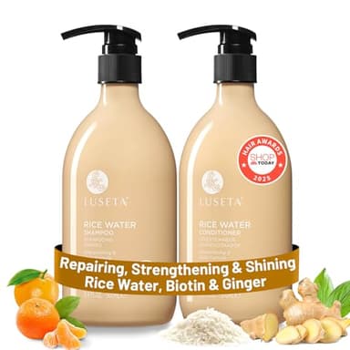 Luseta Rice Water Shampoo and conditioner Set Strengthening & Nourishing Revitalizes Shine for All Hair Types Hydrating & Frizz Control for Women and Men 16.9oz*2