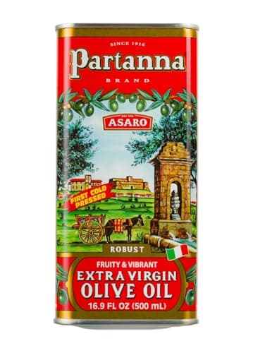Partanna Robust Extra Virgin Olive Oil - Premium Castelvetrano Olive Oil - Harvested in Sicily - Pure Authentic Italian - Monovarietal - Rich in Flavor - First Cold Pressed 16.9oz (500ml) Tin
