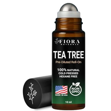 Fiora Naturals Tea Tree Oil Roll On - 100% Natural Tea Tree Essential Oil for Skin, Face, Acne, Nails, Cuticles, Scalp & Aromatherapy Wellness