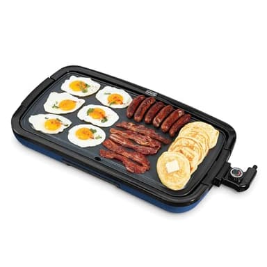Dash Deluxe Everyday Griddle - Electric Griddle with Removable Plate - Nonstick, Easy-Clean Surface & Anti-Slip Base - Recipe Book Included - Navy