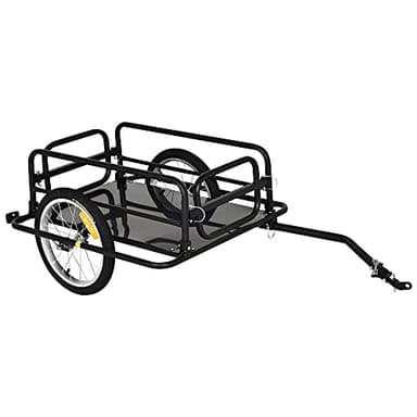 Aosom Bike Trailer, Foldable Bicycle Trailer with16 Inch Pneumatic Tire, Universal Coupler, Foldable Frame and Safe Reflectors Design, Large Load Capacity, Black