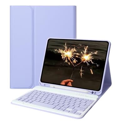 Keyboard Case for iPad mini 5/4/3/2/1 (7.9-Inch, 2019/2015/2014/2013/2012 Model) with Keyboard-Backlit Detachable, Folio Cover with Pencil Holder with Auto Sleep/Wake Function Purple