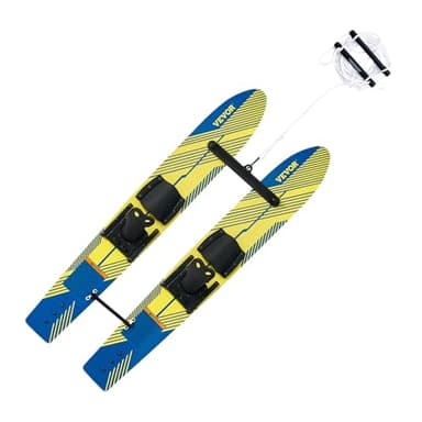 VEVOR 46" Water Skis, Kids Water Ski Trainers with X-7 Adjustable Bindings, Double-Handle Rope & Removable Stabilizing Bar, Training Waterskis Combo for Kids Youth Up to 300 lbs