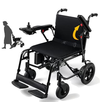GOKEEP Foldable Electric Wheelchair for Adults Senior Support 265 LBS, Dual Peak 650W Motors Mzotorized Wheelchair, 240Wh Removable Li Battery, Airline-Approved Travel Chair 5-Speed Control - FDA