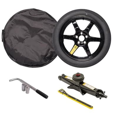 StanceMagic Complete Spare Wheel Tire Kit Fits 2017-2026 Tesla Model 3 Long Range RWD, 18x4 Rim, 125/80R18 Tire, 2 Ton Scissor Jack, Tools, Carrying Bag, Also fits Highland