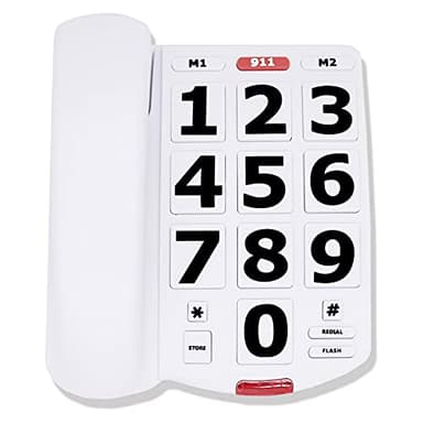 Big Button Amplified Corded Phone for Elderly & Seniors - Extra Loud Ringer, Home Landline Telephone for Hearing Impaired