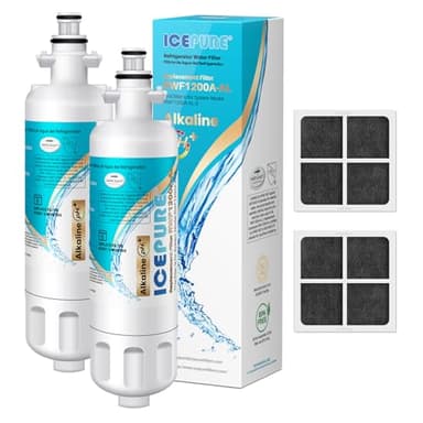 ICEPURE Alkaline ADQ36006101 Refrigerator Water Filter and Air Filter Replacement for LG LT700P, Kenmore Elite 46-9690, FML-3, ADQ36006102, RWF1052, CLCH106, RWF1200A, LFX28968ST, Enhances PH, 2Combo