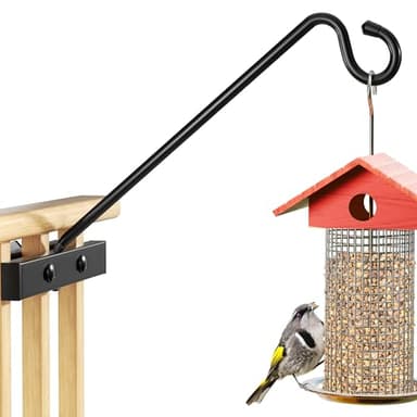 Josmimic 12-Inch Deck Bird Feeder Hanger for Railing, Outdoor Decor Plant Hanger, Balcony Railing Hook - 22LB Capacity - for Hanging Plants, Bird Feeders, Lanterns, Wind Chimes