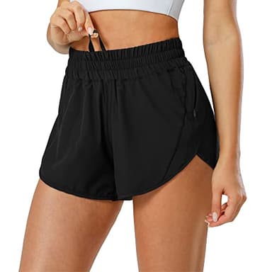 Aurefin Athletic Shorts for Women,Women's Quick Dry Workout Sports Active Running Track Shorts with Elastic and Zip PocketsBlack/Small