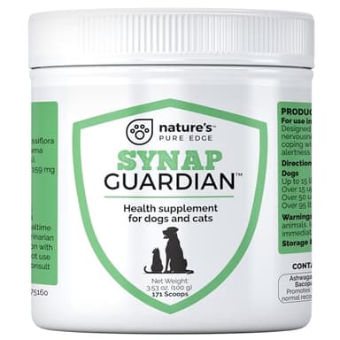 Synap Guardian-Nervous System Support and Calming Aid for Dogs & Cats – Natural Relaxation Aid from a U.S.A. Company with Ashwagandha, Chamomile, Valerian & More, 170g