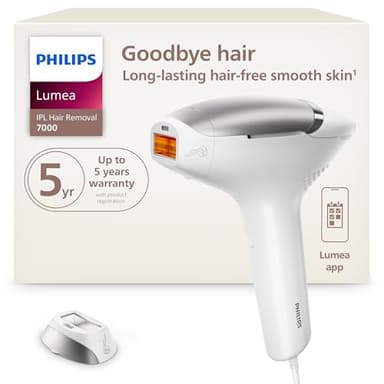 Philips Lumea 7000 Series IPL Hair Removal Device, for Women & Men, Visible Permanent Laser Hair Reduction Done at Home, SenseIQ Technology, Uniquely Curved Attachment for Body, BRI931/03