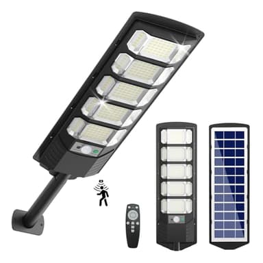 Ehowdin 6500K Solar Street Light Outdoor IP67Waterfroof, 240PCS 5730LEDs Solar Flood Lights Outdoor Dusk to Dawn, Security Street Lights Motion Sensor with Remote Control for Parking lot, Yard,Street