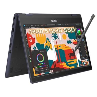 ASUS 2 in 1 Touchscreen Laptop for Student & Business (14" FHD, Intel 8-Core i3-N305, 16GB, 512GB SSD, Stylus) Ruggedized & Spill-resistant, 10-Hr Battery Life, Webcam, Ethernet, Win 11 Pro, BR1402F