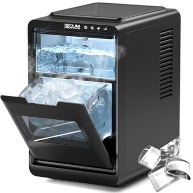 Crescent Ice Makers Countertop with Self-Cleaning, 26Lbs, 16pcs in 12mins, Adjustable ice thickness, Timer, slow-melting, Portable Ice Machine with Ice Scoop, One-Click Operation for Home/Office/party