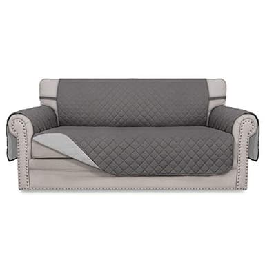 Easy-Going Sofa Slipcover Reversible Loveseat Sofa Cover Couch Cover for 2 Cushion Couch Furniture Protector with Elastic Straps for Pets Kids Dog Cat (Oversized Loveseat, Gray/Light Gray)