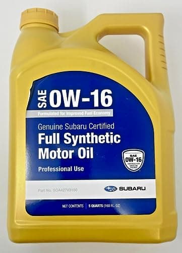 Subaru Synthetic Motor Oil SAE 0W-16 5 Quart Container SOA427V3100 Oem 2024 Crosstrek 2024 Impreza 2025 Forester Genuine