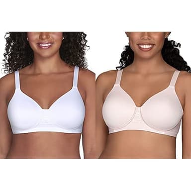 Vanity Fair Women's Beauty Back Full Figure Wirefree Bra (71380-Fashion Colors), 2 Pack-White/Quartz, 38C