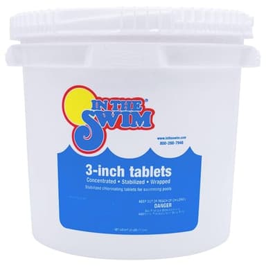 In The Swim 3 Inch Stabilized Chlorine Tablets for Sanitizing Swimming Pools - Individually Wrapped, Slow Dissolving - 90% Available Chlorine - Tri-Chlor - 25 Pounds